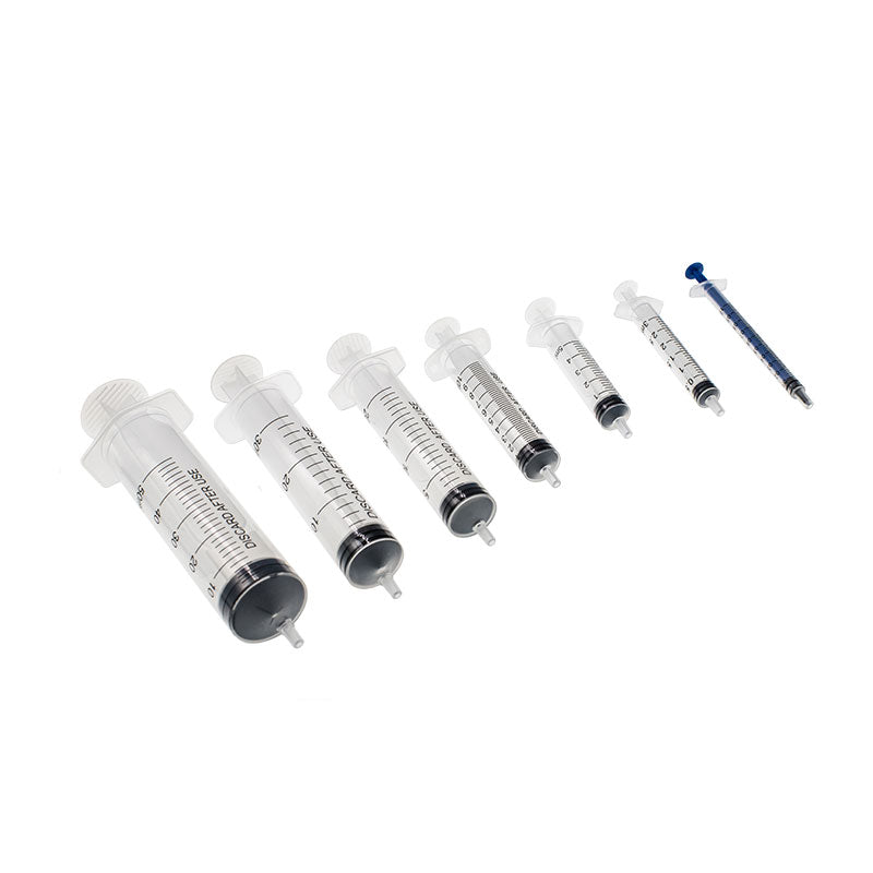 Single-use luer slip syringes from 1 ml to 50 ml