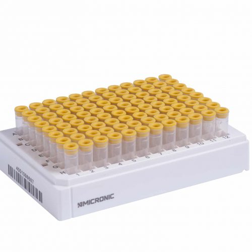 Pierceable TPE Capclusters for capping 96 individual tubes with Internal Thread (Large pack) - Sample Storage Caps - Micronic