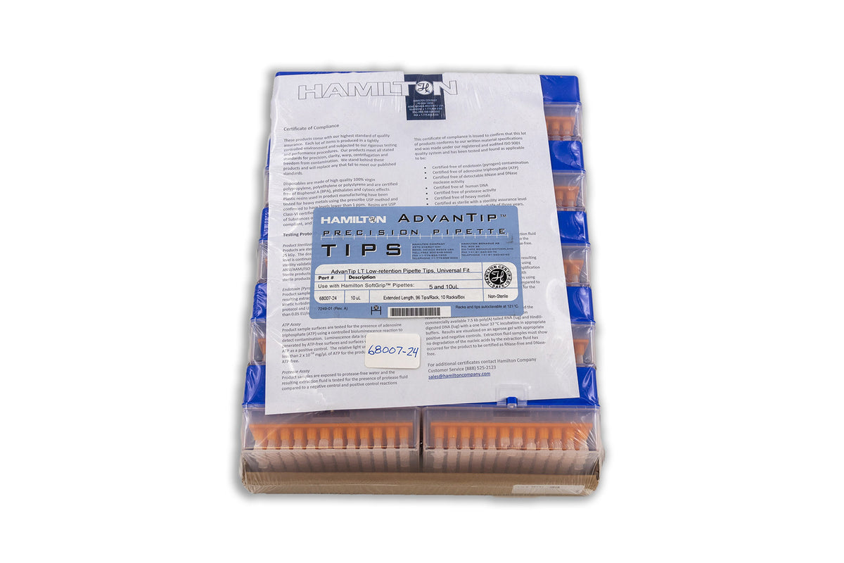 Advantip 10 µL Racked Tips, Low Retention, Extended Length 68007-24 - Benchtop & Handheld Solutions - Hamilton Company