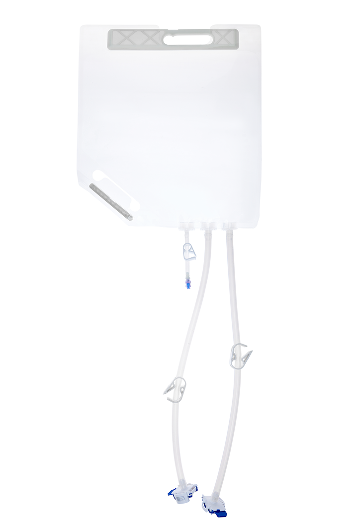 EZBio® Ultra Bag Assembly, 10L, PE Bag, 2x 3/8" HB port, 1x1/4" HB port with Needlefree swabable valve TPE Tubing, Sterile, 5/CS (66P-700437-FLS) — Foxx Life Sciences