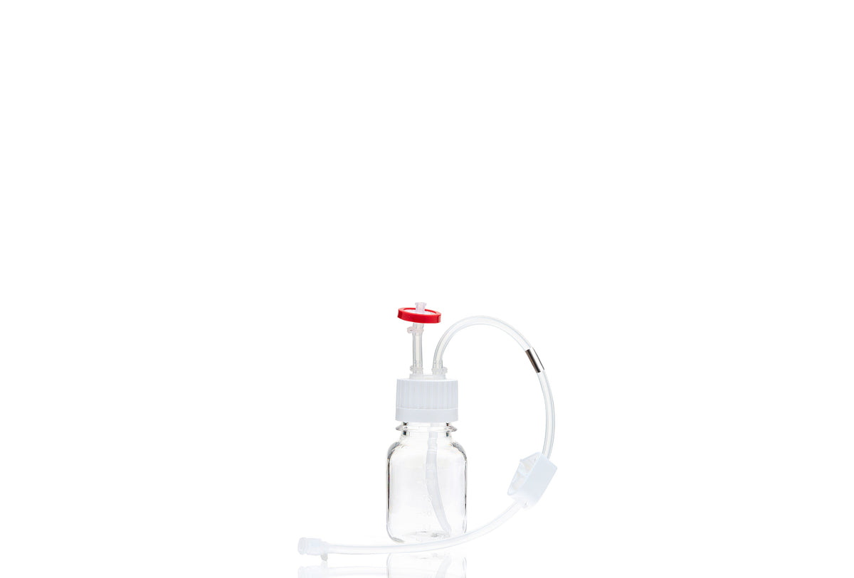 EZBio® MTO 125mL Bottle Assembly, 38-430 VersaCap®, w/ Pinch Pipe, 10/CS (437-8303-FLS) — Foxx Life Sciences
