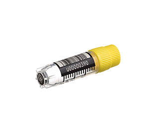 CRYO.S, 2 ML, PP, ROUND BOTTOM, EXTERNAL THREAD, STARFOOT, NATURAL, STERILE, DATAMATRIX ECC 200, 14X14 DOTS, BARCODE 128 - Yellow Screw Cap / Standard - Greiner Bio-One (126278-2DG)