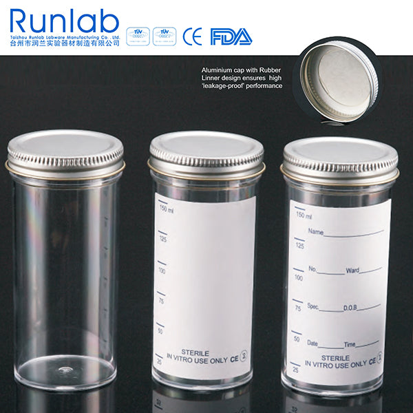 Specimen Containers with Metal Screw Cap, Flowed-Seal Inert Liner (22200)