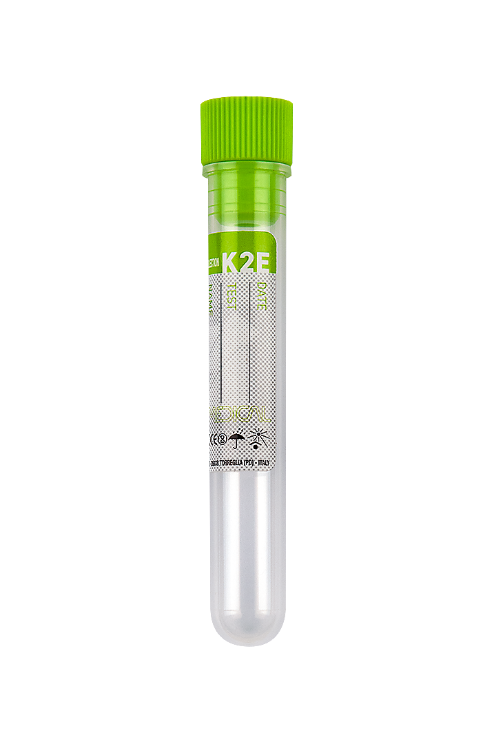 Blood Collection Tubes with K2 EDTA, 2.5-5 ml blood, light green cap (22056)