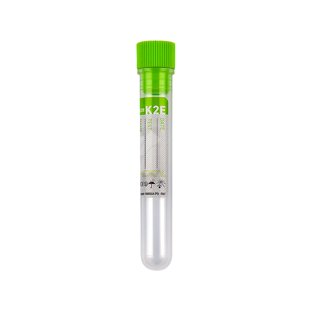 Blood Collection Tubes with K2 EDTA, 2.5-5 ml blood, light green cap (22056)