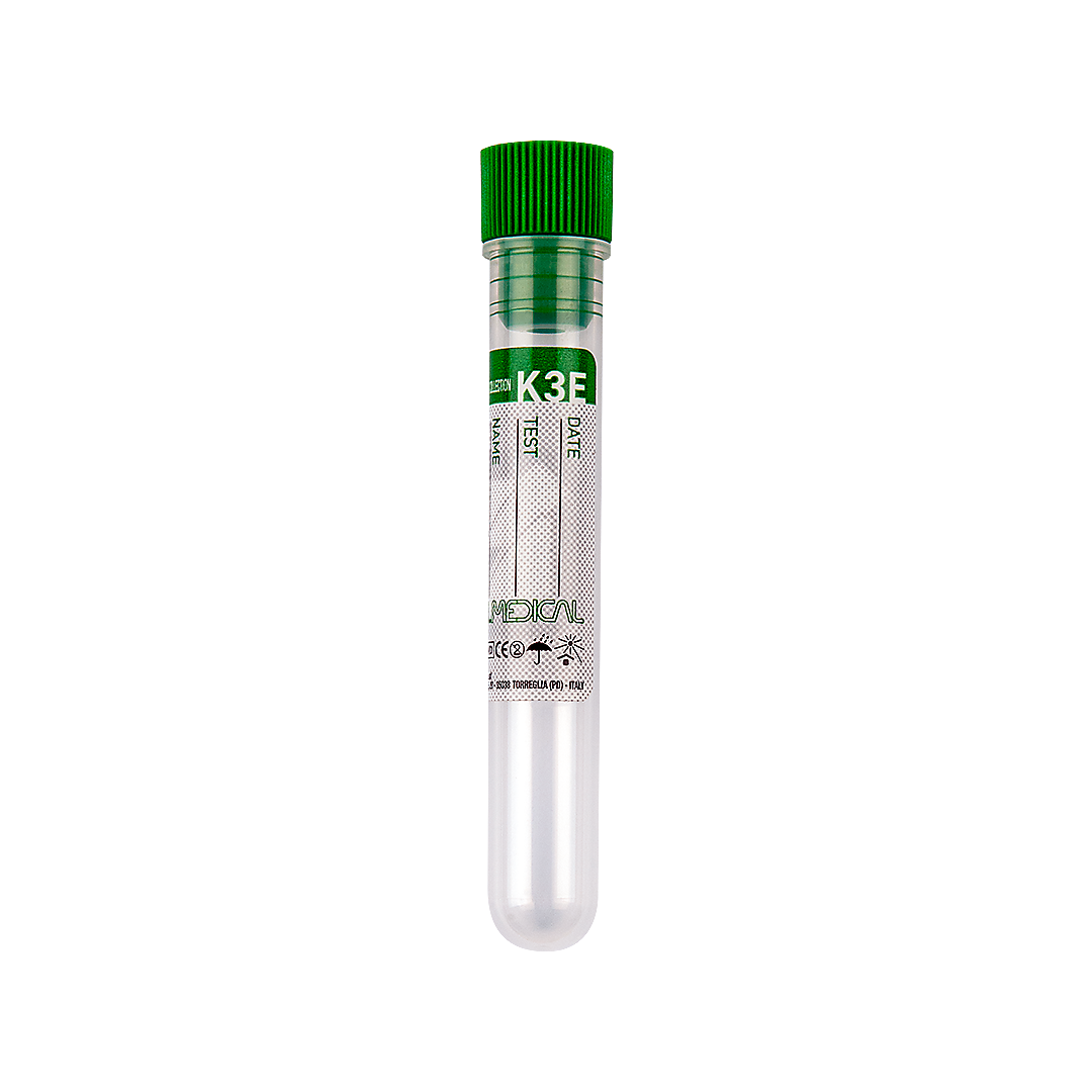 Blood Collection Tubes with K3 EDTA Dark Green Pierceable Cap, 2.5-5 ml blood (22107)
