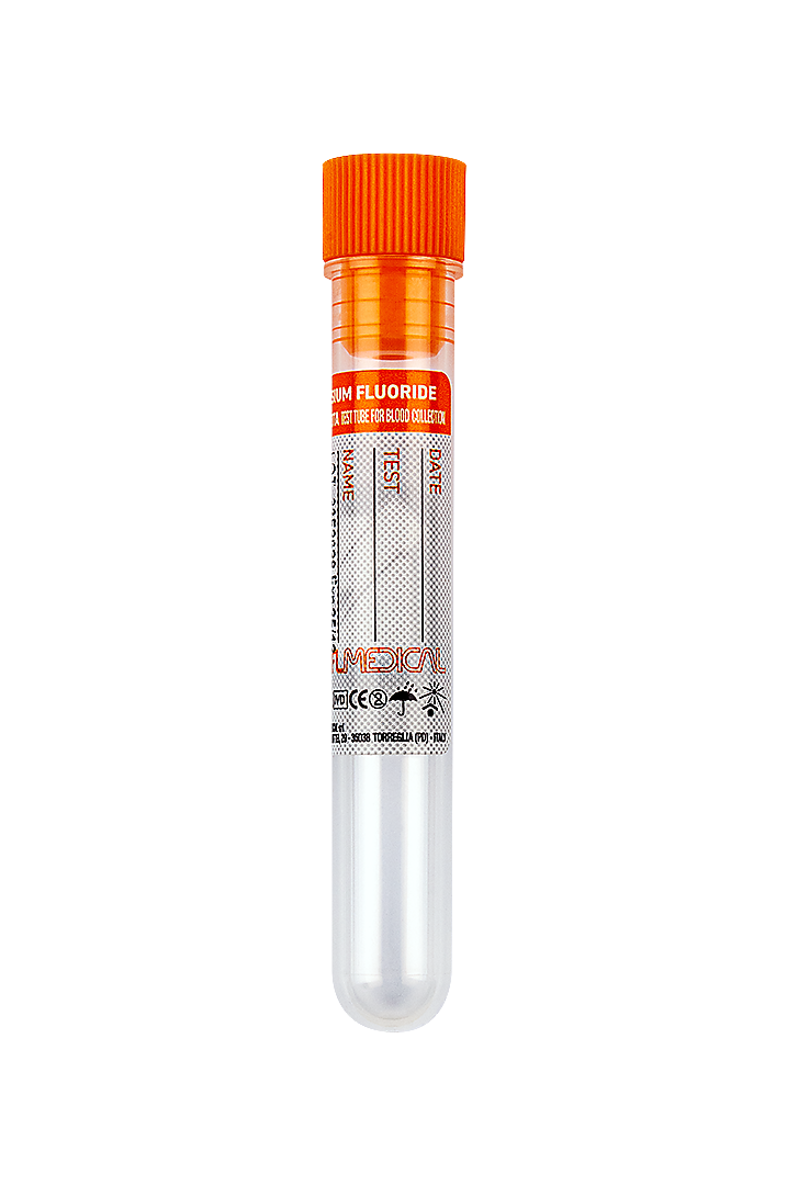 Blood Collection Tubes with Potassium Fluoride, 2.5-5 ml blood, orange cap (22156)