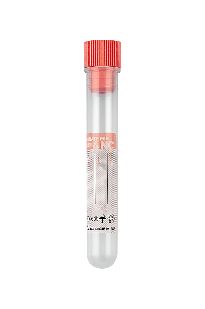 Blood Collection Tubes with 0.25 ml Sodium Citrate (3.8%) x 1 ml Blood (ESR) and 2.25 ml Blood (coagulation), pink cap (22213)