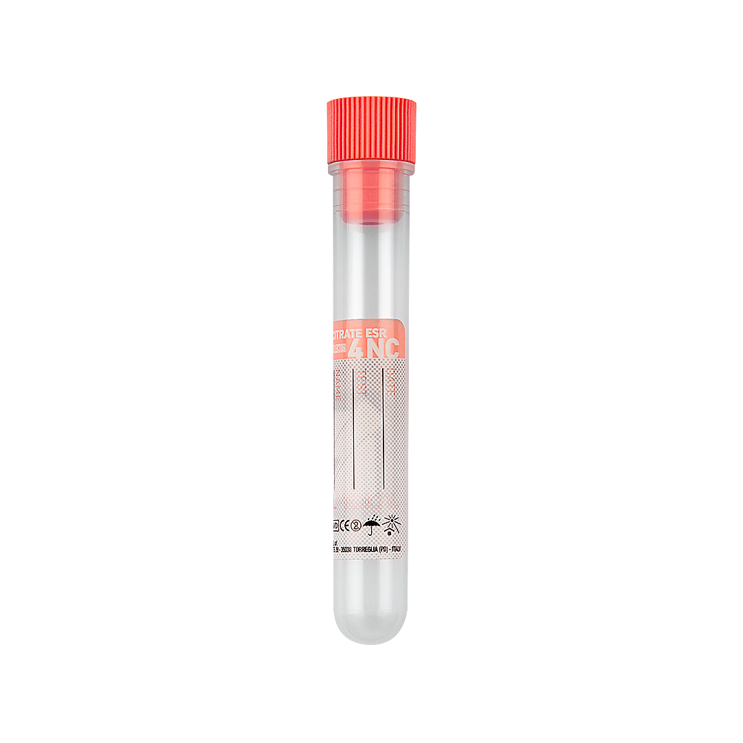 Blood Collection Tubes with 0.25 ml Sodium Citrate (3.8%) x 1 ml Blood (ESR) and 2.25 ml Blood (coagulation), pink cap (22213)