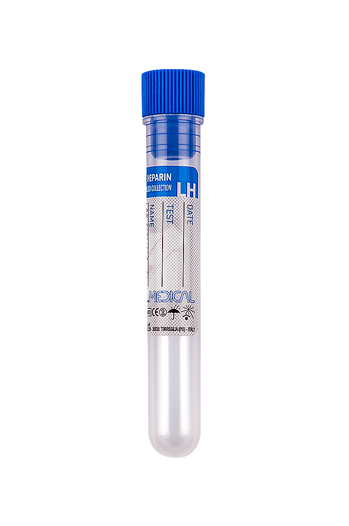Blood Collection Tubes with Lithium Heparin, 2.5-5 ml blood, blue cap (22306)