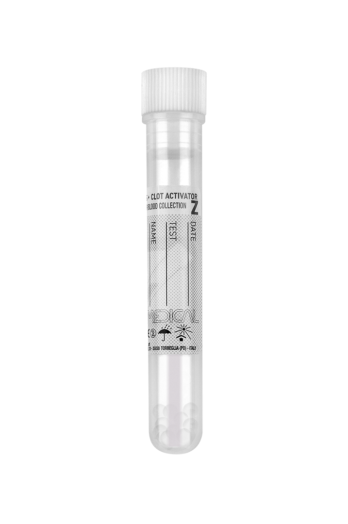 Separmed® Tech Serum Tubes with Granules Separators Silicone Coated Interior, Polypropylene, white cap (22634)