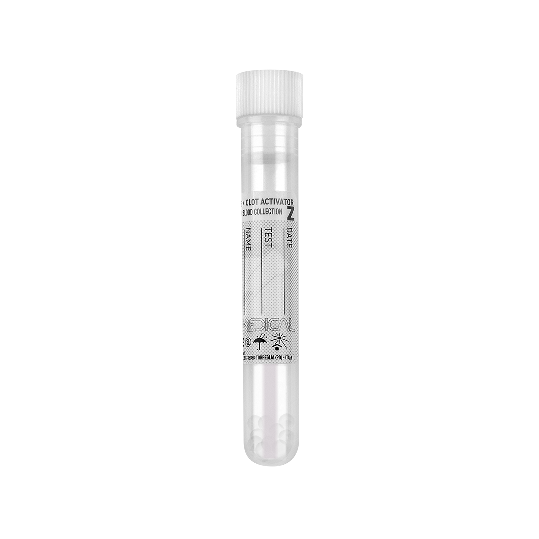 Separmed® Tech Serum Tubes with Granules Separators Silicone Coated Interior, Polypropylene, white cap (22634)