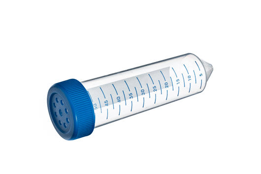 CELLSTAR® CELLREACTOR TUBE, PP, CONICAL BOTTOM, BLUE FILTER SCREW CAP, NATURAL, BLUE GRADUATED, WHITE WRITING AREA, STERILE - 50 ml - Greiner Bio-One (227245)