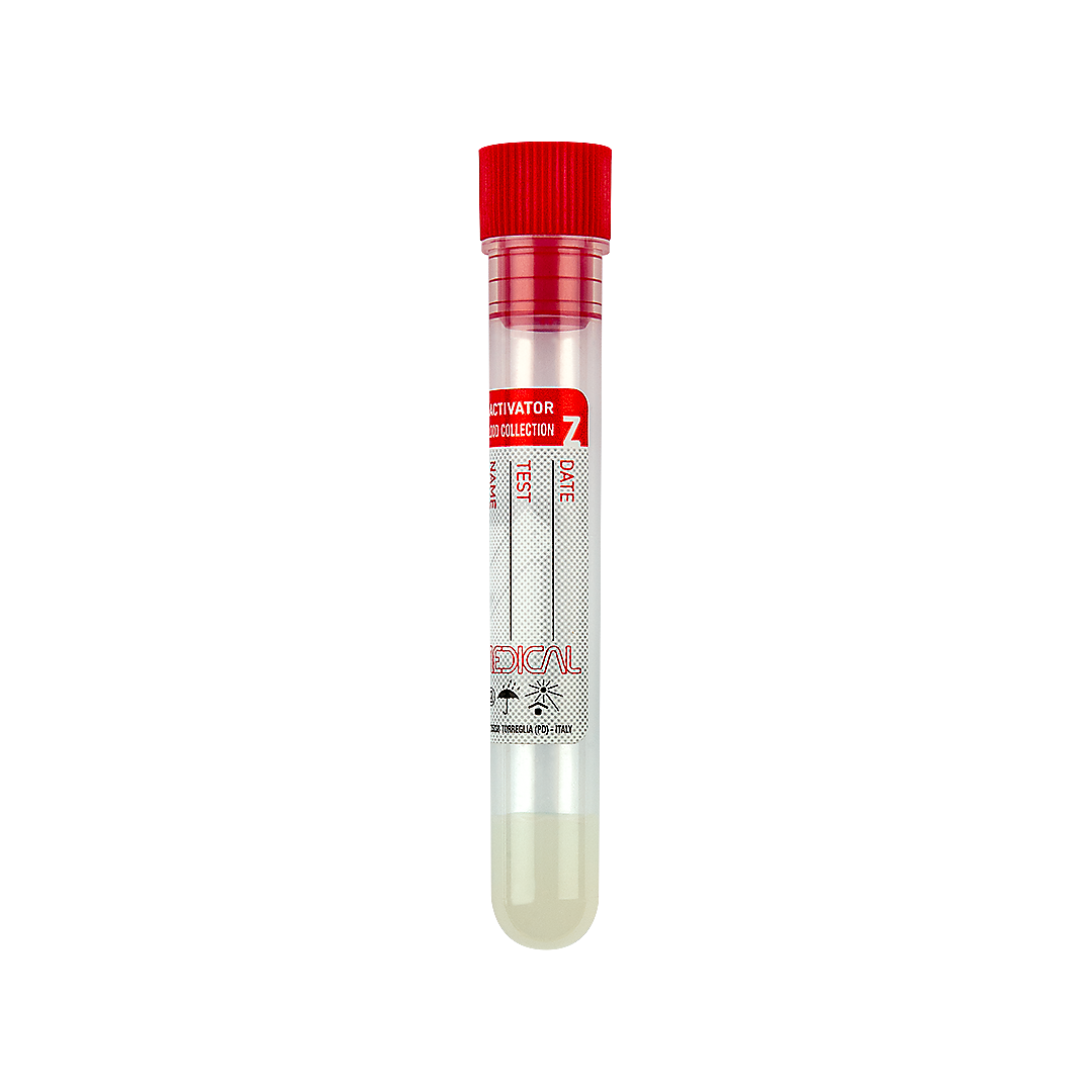 Separmed® Tech Serum Tubes with Gel Separator and Clot Activator Silicon Coated Interior, Polypropylene, red cap (22744)