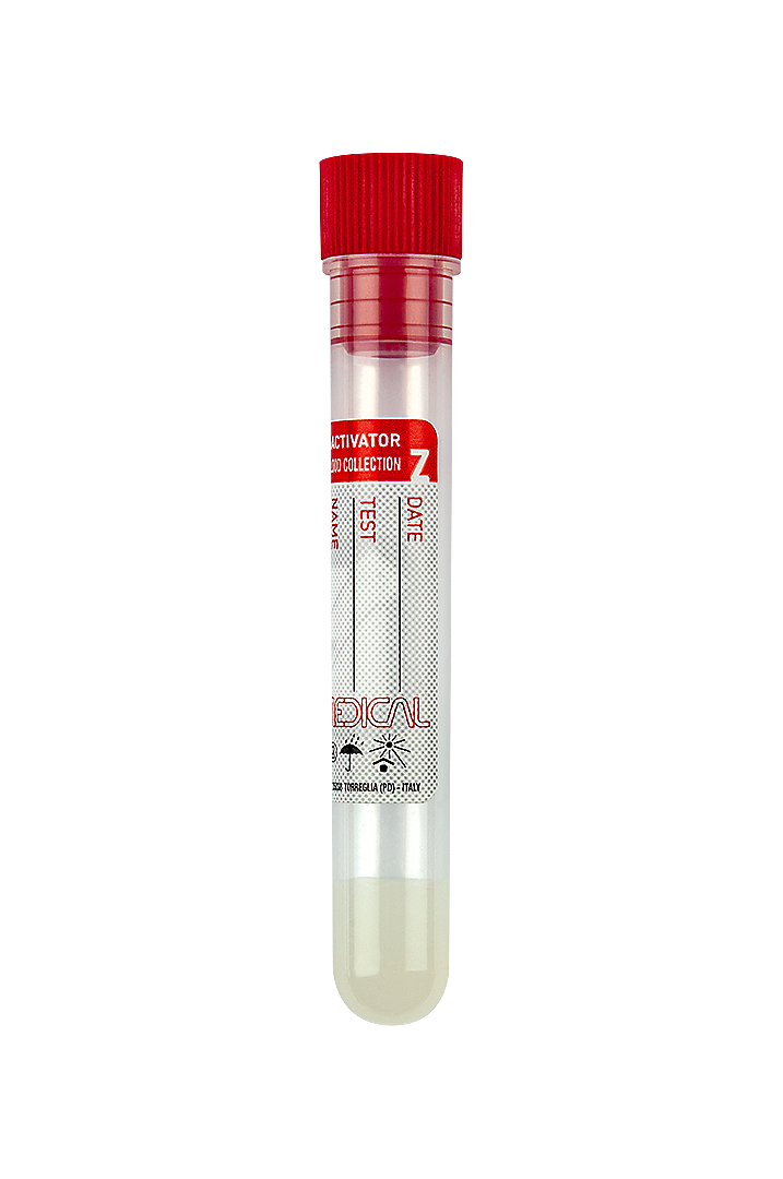 Separmed® Tech Serum Tubes with Gel Separator and Clot Activator Silicon Coated Interior, Polypropylene, red cap (22744)