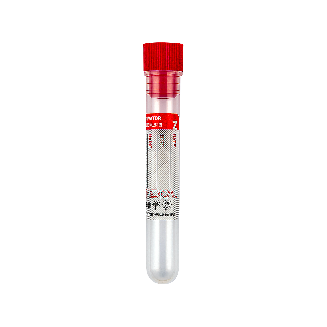 Separmed® Tech Serum Tubes with Clot Activator Silicone Coated Interior, Polypropylene, red cap (22942)