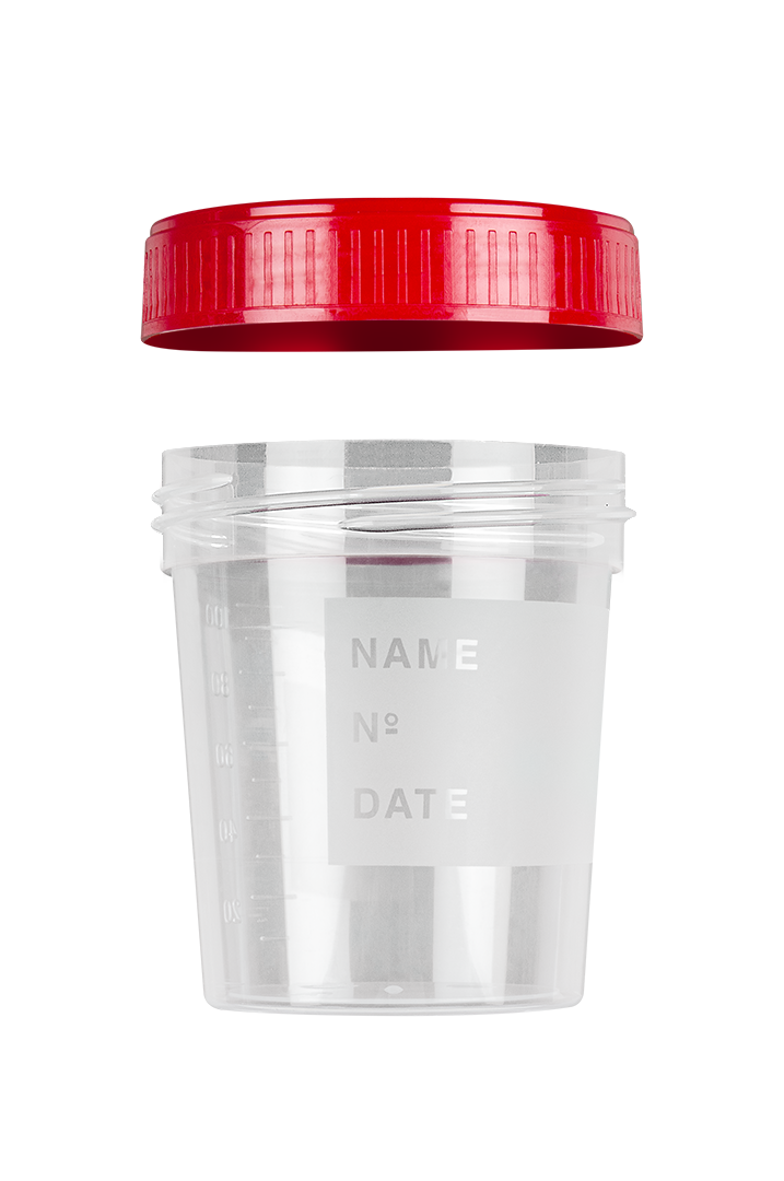 Urintainer® Urine Containers with Frosted Label with Screw Cap Apart, Polypropylene, 120 ml (25030)