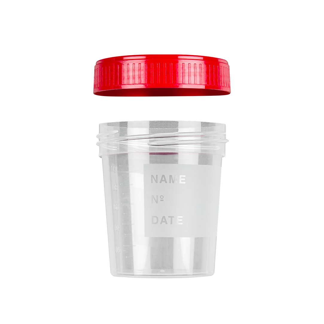 Urintainer® Urine Containers with Frosted Label with Screw Cap Apart, Polypropylene, 120 ml (25030)