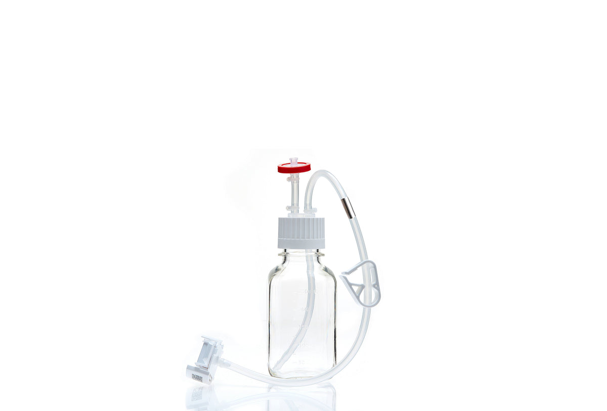 EZBio® MTO 250mL Bottle Assembly, 38-430 VersaCap®, w/ Pinch Pipe, 10/CS (437-8304-FLS) — Foxx Life Sciences