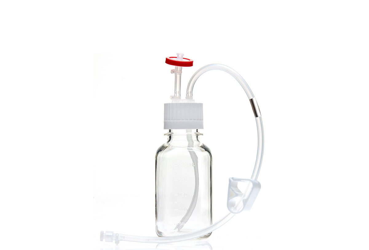 EZBio® MTO 250mL Bottle Assembly, 38-430 VersaCap®, w/ Pinch Pipe, 10/CS (437-8304-FLS) — Foxx Life Sciences