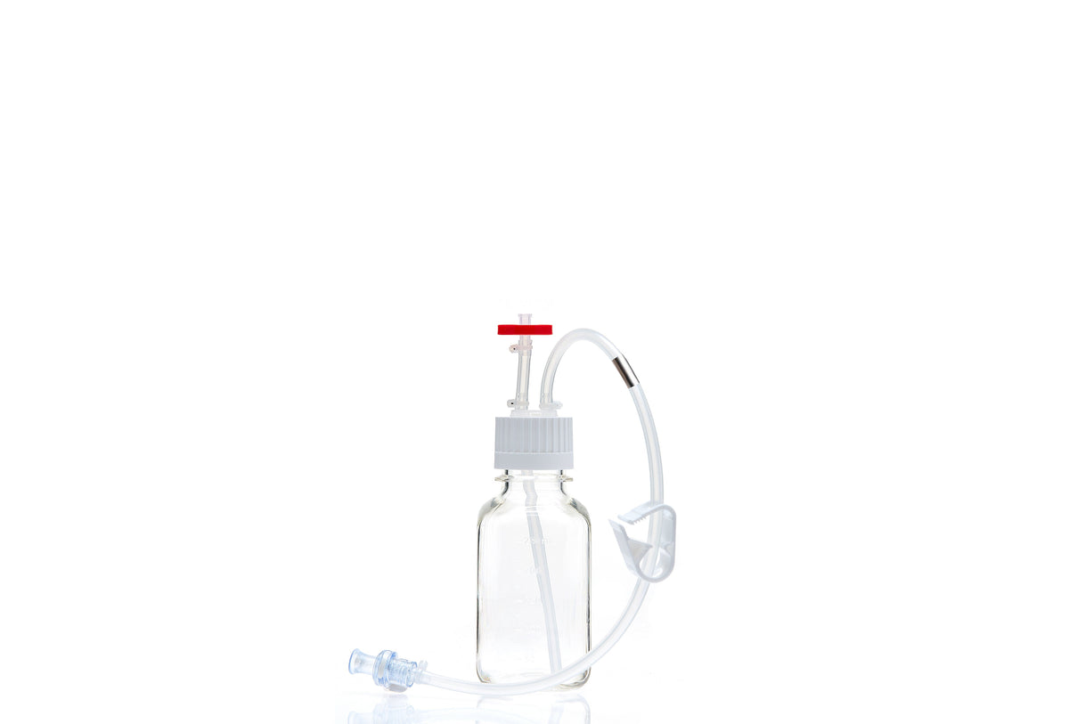 EZBio® MTO 250mL Bottle Assembly, 38-430 VersaCap®, w/ Pinch Pipe, 10/CS (437-8304-FLS) — Foxx Life Sciences