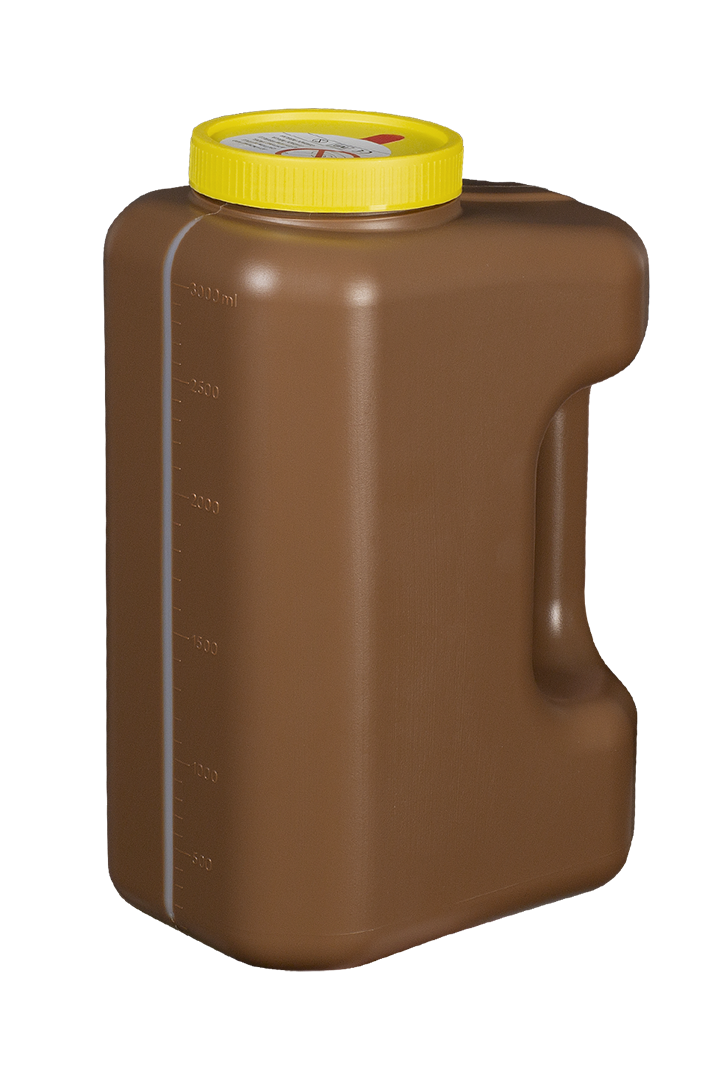 Urintransfer® 24h Urine Collection Container with Ergonomic Handle and Aspiration System for Vacuum Tubes, Polyethylene, 3000 ml (25420)