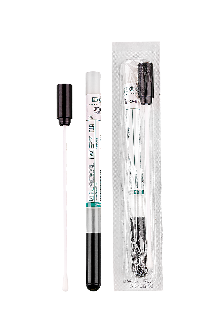 Swab Plastic Stick with Rayon Tip in Polypropylene Test Tube 12x150 mm with Amies Transport Medium and Charcoal (26071)
