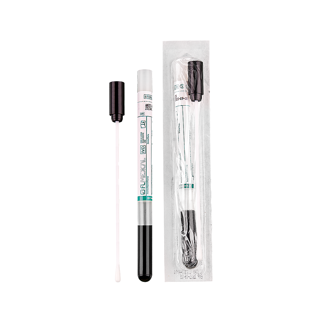 Swab Plastic Stick with Rayon Tip in Polypropylene Test Tube 12x150 mm with Amies Transport Medium and Charcoal (26071)