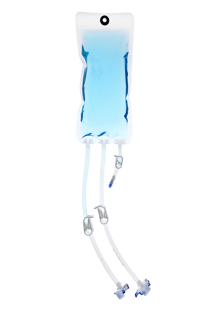 EZBio® Ultra Bag Assembly, 2000mL (2L), PE Bag, 2x 3/8" HB port, 1x1/4" HB port with Needlefree swabable valve TPE Tubing, Sterile, 10/CS (66P-500437-FLS) — Foxx Life Sciences