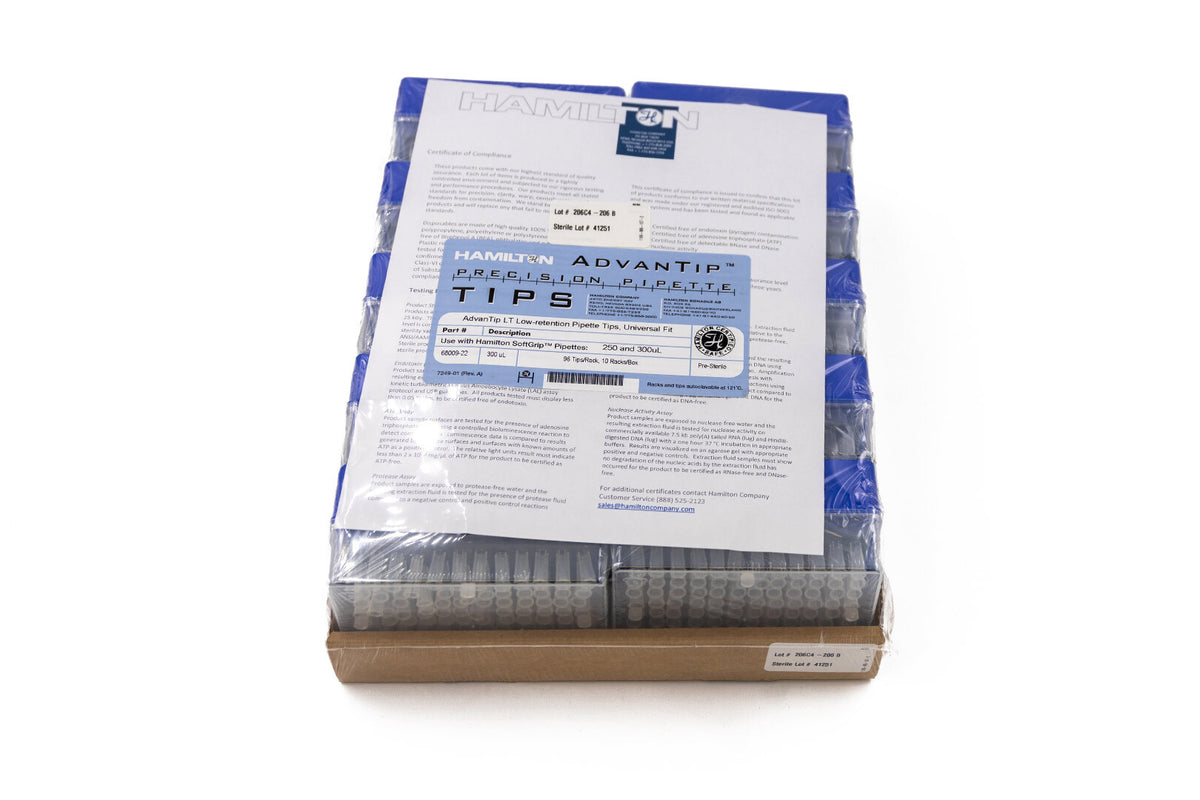 Advantip 300 µL Racked Low Retention Tips 68009-22 - Benchtop & Handheld Solutions - Hamilton Company