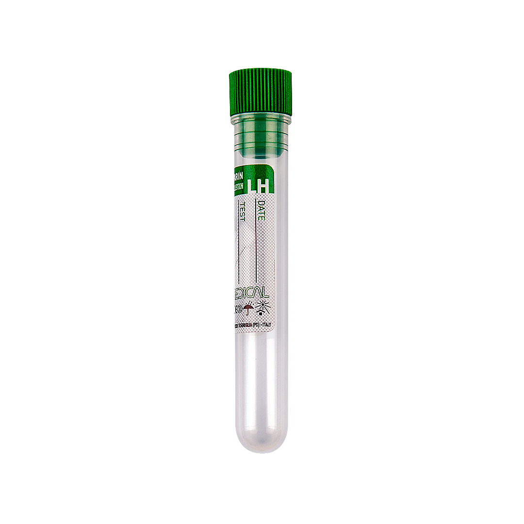 Blood Collection Tubes with Lithium Heparin, 2.5-5 ml blood, dark green cap (32306)