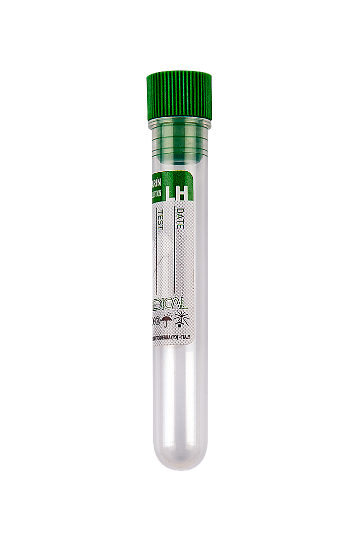 Blood Collection Tubes with Lithium Heparin, 2.5-5 ml blood, dark green cap (32306)