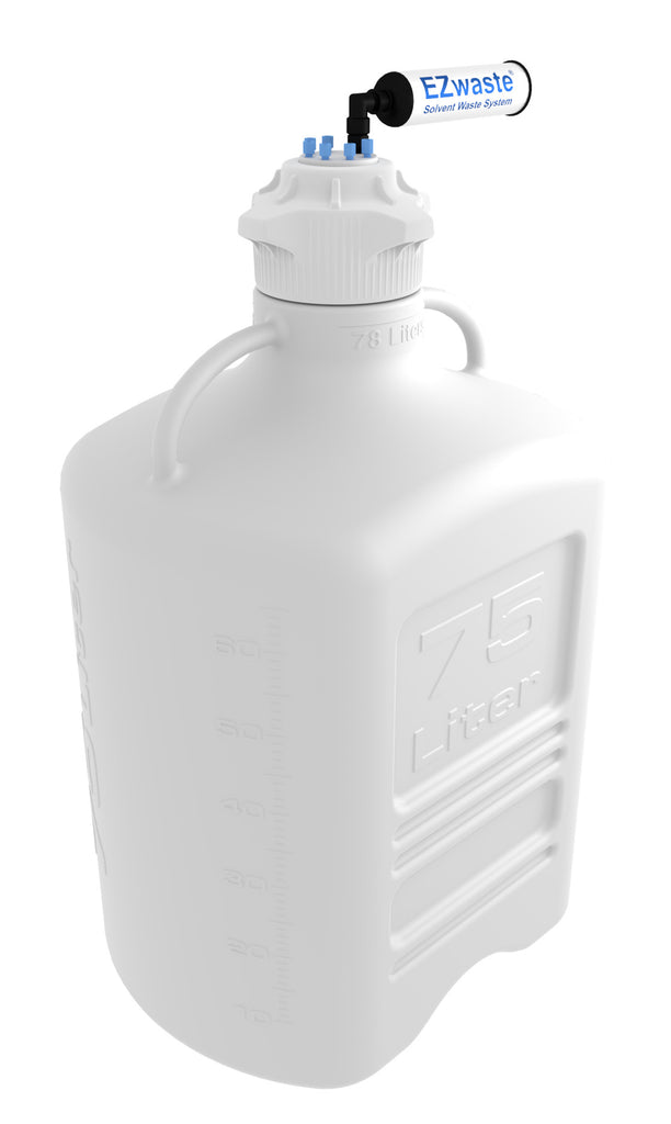 EZwaste® XL HPLC Solvent Waste System, HDPE Reusable Carboy, 120 mm VersaCap — 4x 1/16" (332-6729-OEM) — Foxx Life Sciences