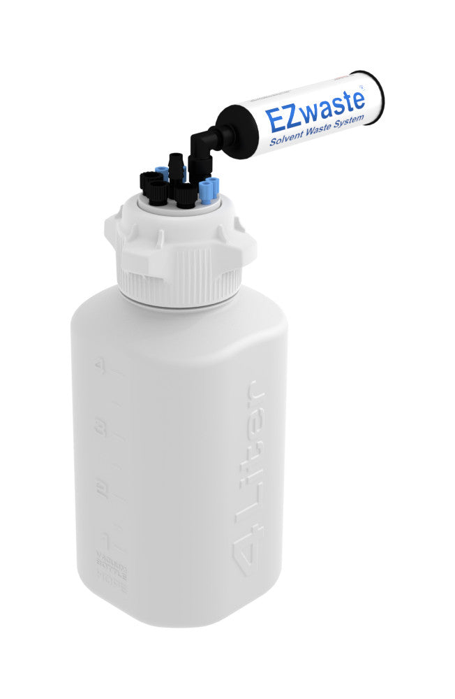 EZwaste® HPLC Solvent Waste System, 4 L HDPE Heavy Duty Reusable Bottle, 83B VersaCap (332-9412-OEM) — Foxx Life Sciences