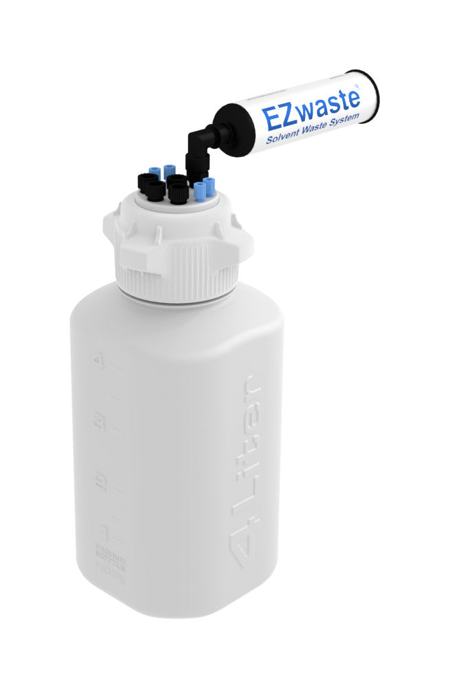 EZwaste® HPLC Solvent Waste System, 4 L HDPE Heavy Duty Reusable Bottle, 83B VersaCap (332-9412-OEM) — Foxx Life Sciences