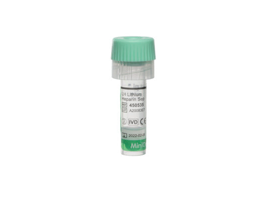 MiniCollect® TUBE 0.8 ml LH Lithium Heparin Separator - Capillary Blood Collection - Greiner Bio-One (450535)