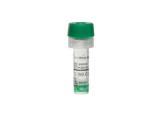 MINICOLLECT® TUBE, LH LITHIUM HEPARIN, GREEN CAP - 0.5 ml - Greiner Bio-One (450536)