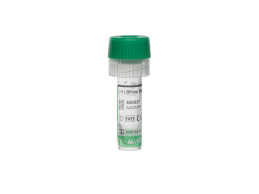 MINICOLLECT® TUBE, LH LITHIUM HEPARIN, GREEN CAP - 1 ml - Greiner Bio-One (450537)