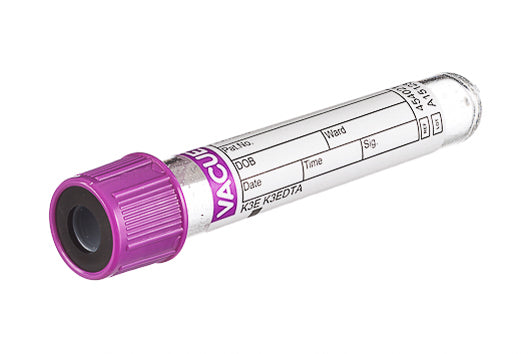 VACUETTE® TUBE, K3E K3EDTA, NON-RIDGED - 4 ml / 13x75 Lavender Cap-Black Ring - Greiner Bio-One (454021)
