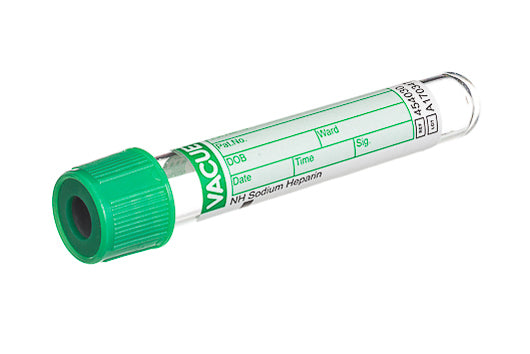 VACUETTE® TUBE, NH SODIUM HEPARIN, NON-RIDGED - 4 ml / 13x75 Green Cap-Green Ring - Greiner Bio-One (454030)