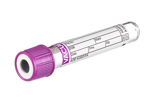 VACUETTE® TUBE, K2E K2EDTA - 1 ml / 13x75 Lavender Cap-White Ring, Non-Ridged - Greiner Bio-One (454052)