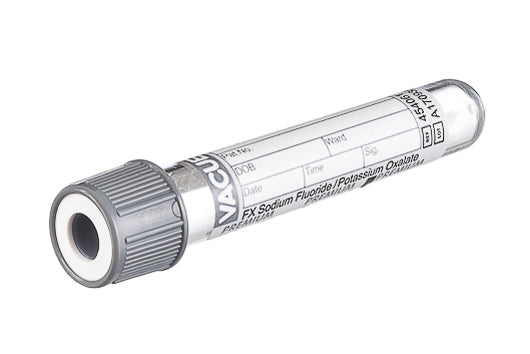 VACUETTE® TUBE, FX SODIUM FLUORIDE / POTASSIUM OXALATE - 2 ml / 13x75 Grey Cap-White Ring, Premium - Greiner Bio-One (454061)