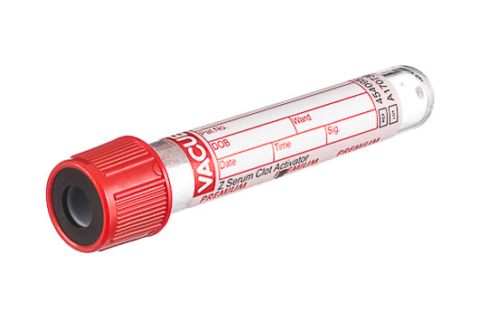 VACUETTE® TUBE, CAT SERUM CLOT ACTIVATOR - 3 ml / 13x75 Red Cap-Black Ring, Premium - Greiner Bio-One (454095)