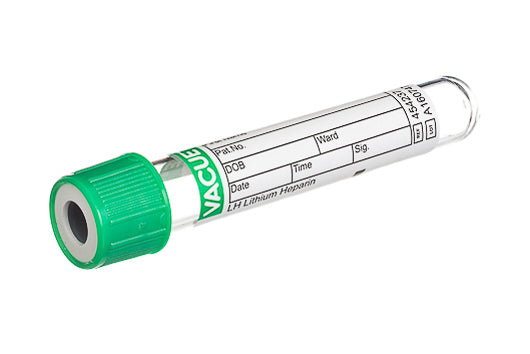 VACUETTE® TUBE, LH LITHIUM HEPARIN - 2 ml / 13x75 Green Cap-White Ring, Non-Ridged - Greiner Bio-One (454237)