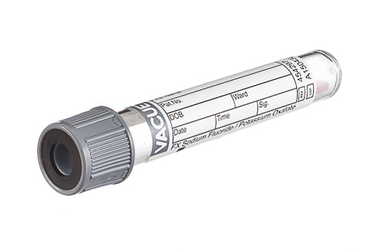 VACUETTE® TUBE, FX SODIUM FLUORIDE / POTASSIUM OXALATE - 4 ml / 13x75 Grey Cap-Black Ring, Non-Ridged - Greiner Bio-One (454297)