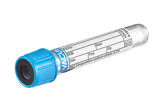 VACUETTE® TUBE, 9NC COAGULATION SODIUM CITRATE 3.2%, SANDWICH TUBE, NON-RIDGED - 3.5 ml / 13x75 Blue Cap-Black Ring - Greiner Bio-One (454332)