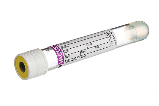 VACUETTE® TUBE, K2E K2EDTA SEPARATOR - 8 ml / 16x100 White Cap-Yellow Ring, Non-Ridged - Greiner Bio-One (455021)
