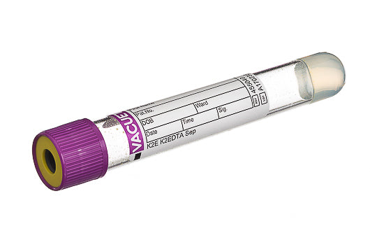 VACUETTE® TUBE, K2E K2EDTA SEPARATOR - 8 ml / 16x100 Lavender Cap-Yellow Ring, Non-Ridged - Greiner Bio-One (455040)