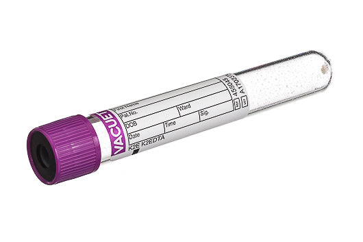 VACUETTE® TUBE, K2E K2EDTA - 9 ml / 16x100 Lavender Cap-Black Ring, Non-Ridged - Greiner Bio-One (455045)