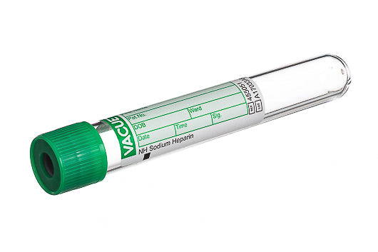VACUETTE® TUBE, NH SODIUM HEPARIN, NON-RIDGED - 9 ml / 16x100 Green Cap-Green Ring - Greiner Bio-One (455051)